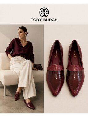 Tory Burch Burgundy Leather Pointed Toe Loafers Flats Women’s Size 9M